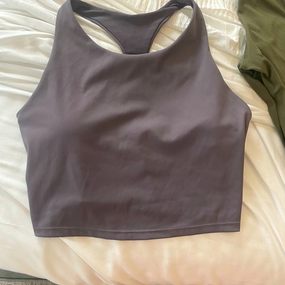 Cropped purple/grey razorback workout top. - Picture 1 of 2